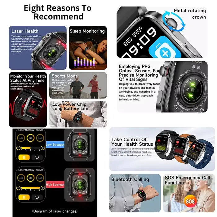 Montre connectée ECG homme 2026 améliorée avec suivi complet de la santé : moniteur de fréquence cardiaque