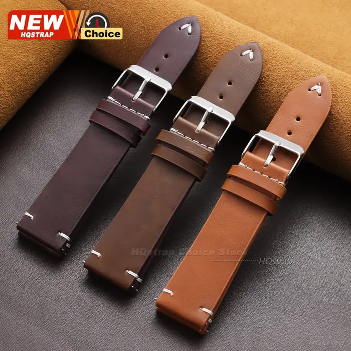 Nouveau bracelet de montre en PU marron et noir 18mm 20mm 22mm pour hommes et femmes