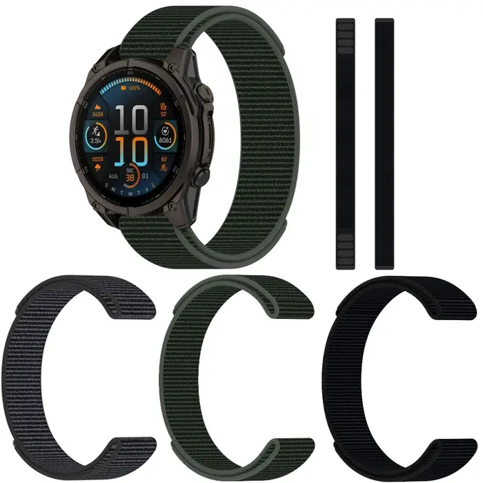 Bracelet en nylon respirant avec fermeture Velcro pour Garmin Forerunner 935 945 955 965 745 Fenix 8 7 6 5 7X 6X 5S 6S 7S Instinct 2 2S 2X
