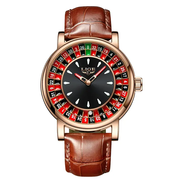 Lige nouvelles montres pour hommes en vedette étanche lumineux montre-bracelet à quartz cadran Las Vegas Roulette Table
