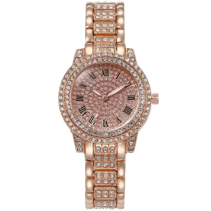 Montres plein de diamants pour femmes de luxe haut de gamme Hip Hop numéro montre à Quartz pour homm
