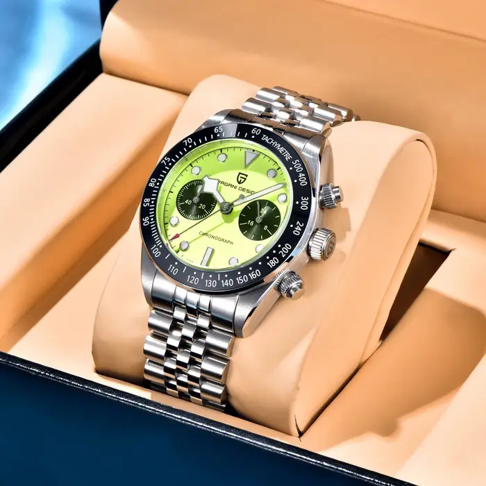 Nouvelle Montre Homme PAGANI DESIGN Panda 2026, Montre à Quartz Vert Fluorescent, Chronographe Sportif pour Homme, Saphir AR, Étanche