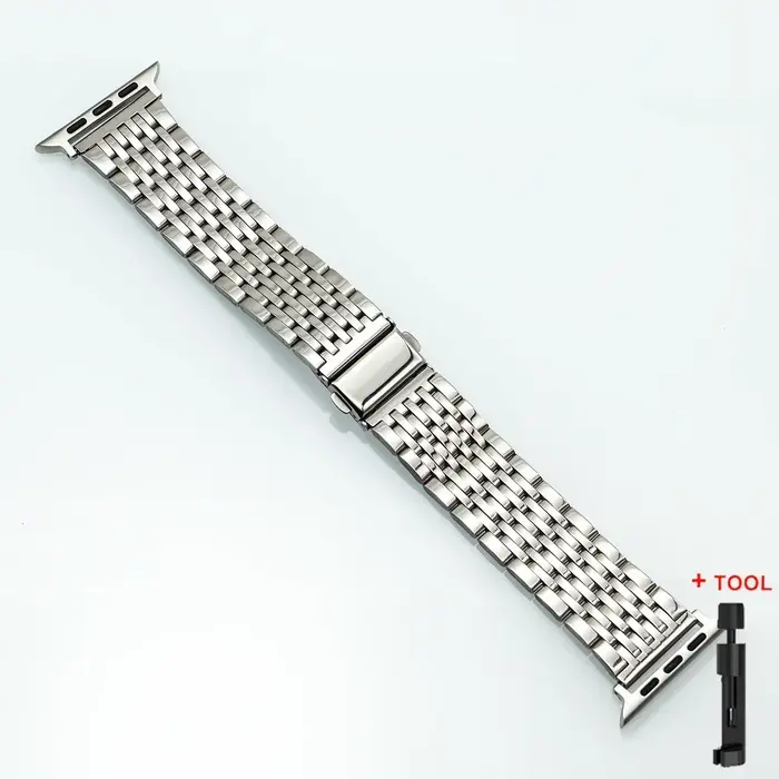 Bracelet en métal pour Apple Watch SE-10 42mm 44mm 38/40/41mm, bracelet en acier inoxydable pour iWa
