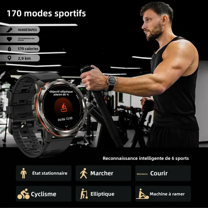 KOSPET TANK T3 Ultra 2 montre intelligente pour hommes GPS en acier inoxydable Smartwatch 50M étanche IP69K moniteur