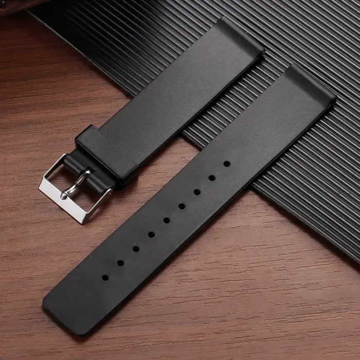 Bracelet de montre universel en PVC noir de 12 mm