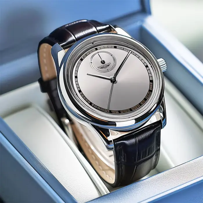 2025 nouvelle mode hommes d'affaires en cuir noir étanche montres à Quartz analogique montre-bracelet cadeau d'anniversaire