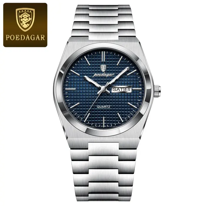 POEDAGAR luxe Original homme montre étanche en acier inoxydable lumineux