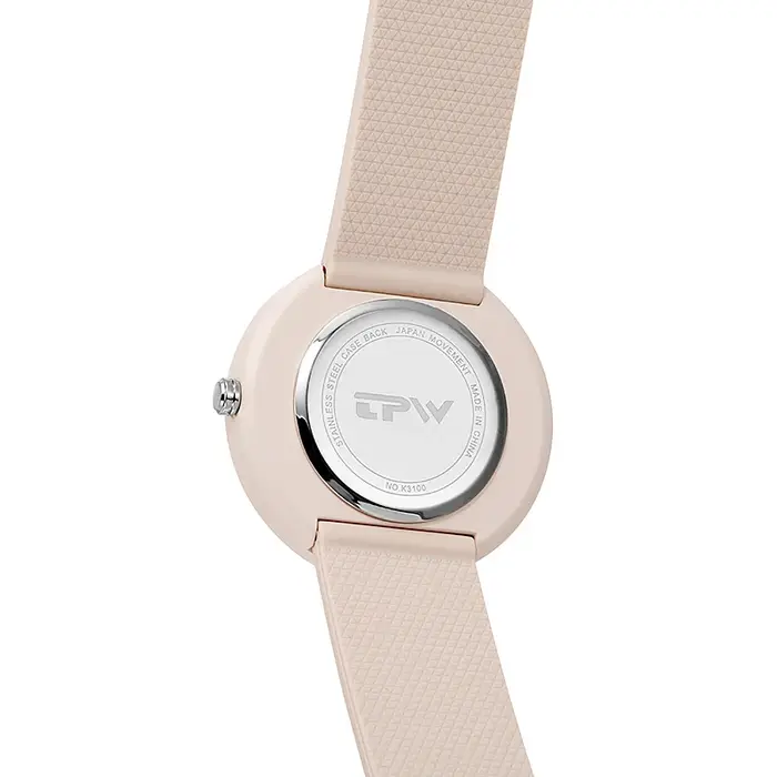Montre minimaliste pour femme, boîtier 41 mm avec bracelet en caoutchouc finition PVD