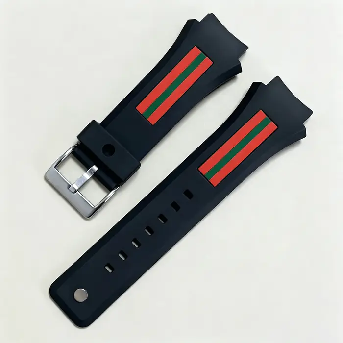 Bracelet de montre en caoutchouc noir pour homme