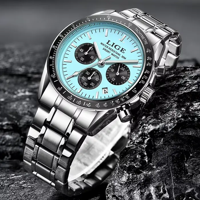 Montre d'affaires entièrement en acier étanche pour homme