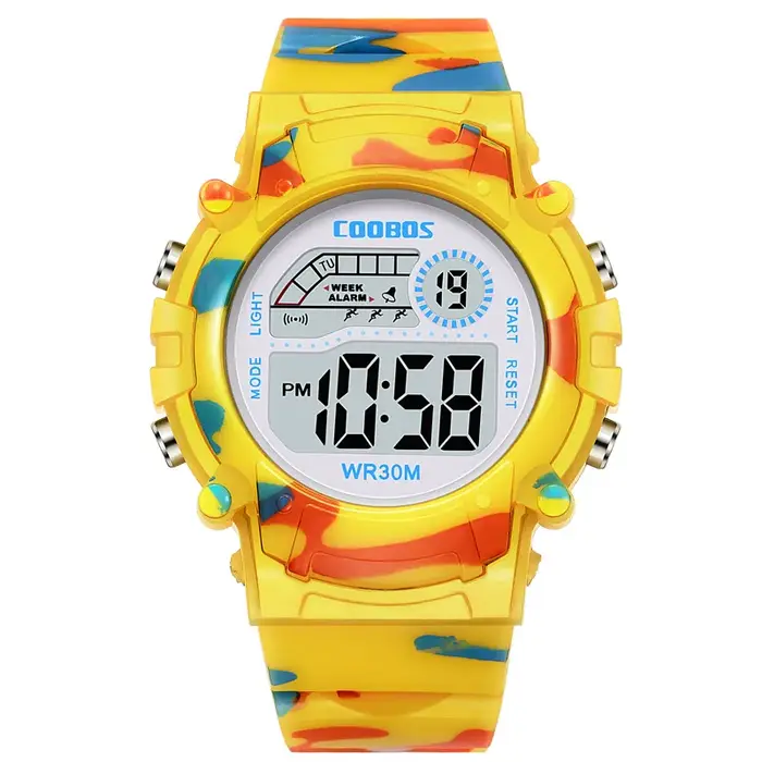COOBOS enfants montre bleu marine Camouflage enfants montre Sport LED montre numérique étanche montr