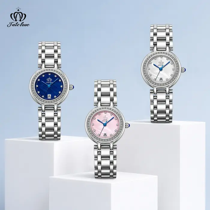 Montre étanche pour femme Fate Love, cadran circulaire, mouvement à quartz en nacre, design élégant, modèle 933