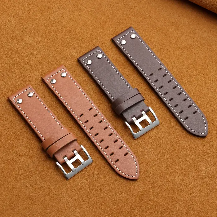 Bracelet de montre en cuir véritable vintage 20 mm 22 mm