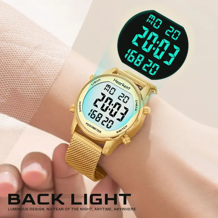HEARKENT-Montre Numérique de dehors pour Femme, Podomètre, Compteur de Pas, Calrespiration, Miles, Tracker, Étanche, 30m, pour la Marche et la Course