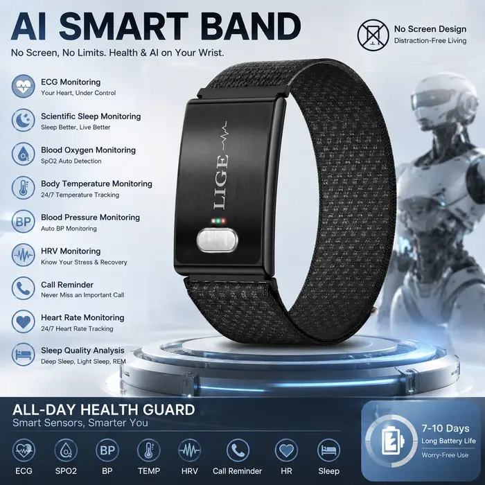 Nouveau Bracelet Connecté ECG 2026 avec Moniteur de Fréquence Cardiaque 24h/24