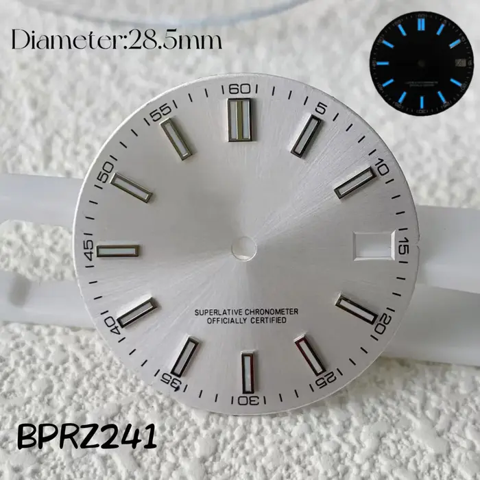 Cadran lumineux bleu avec logo S, 28.5mm, adapté au mouvement automatique NH35 NH36, cadran S 29mm, 
