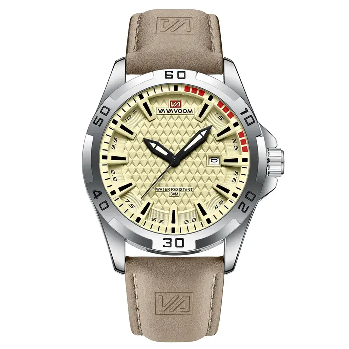 VA VA VOOM hommes Sport décontracté militaire Quartz calendrier montre-bracelet pour homme d'affaires en cuir étanche