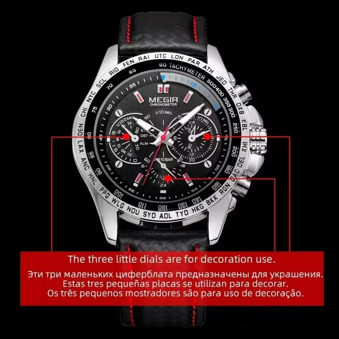 MEGIR 1010 montre à Quartz pour hommes populaire Original de luxe marque de mode bracelet en cuir horloge de sport