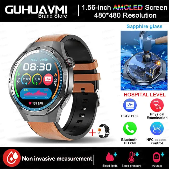 Nouvelle Montre Connectée de Suivi de Santé 2026 pour Homme avec ECG+PPG