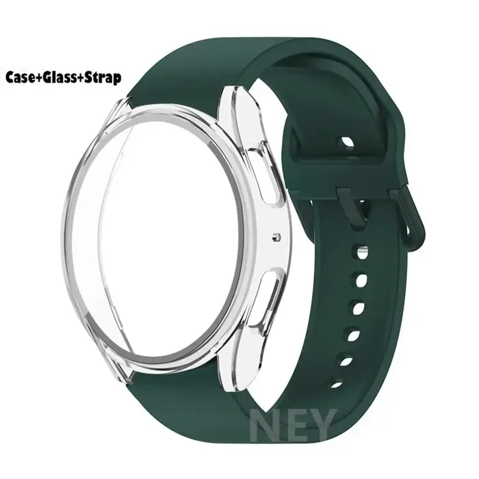 Verre trempé + boîtier + bracelet en Silicone pour Samsung Galaxy Watch 7 6 5 4 40mm 44mm 2 pack hou