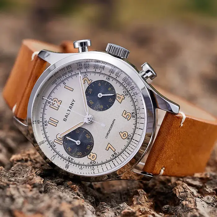 Baltany S5034 39mm chronographe montre homme saphir cristal Panda cadran en acier inoxydable Super lumineux Vintage montres à Quartz