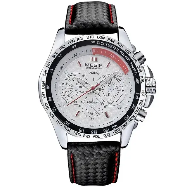 Montre à quartz pour homme MEGIR 1010 avec bracelet en cuir