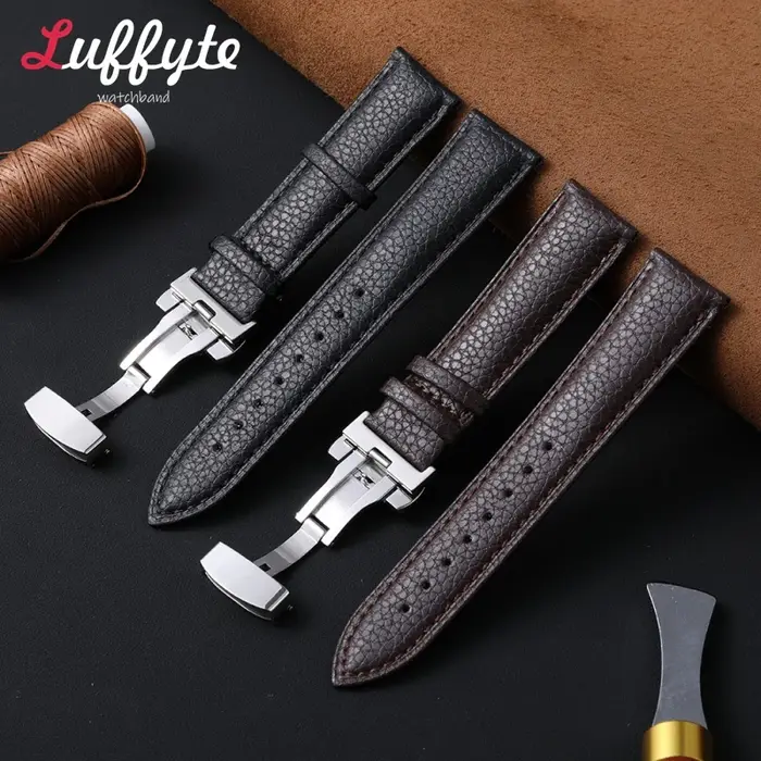 Bracelet de montre en cuir motif litchi