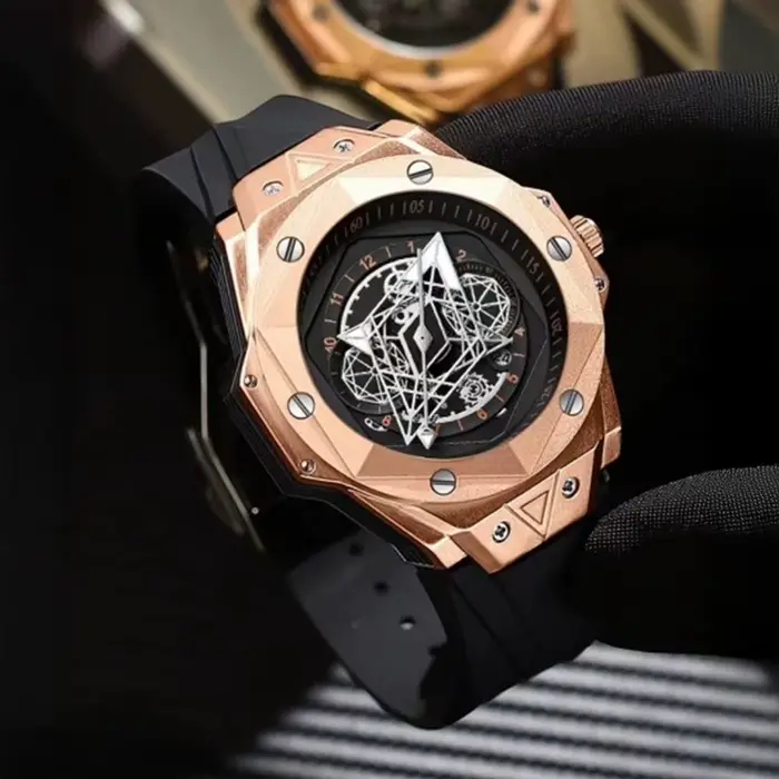 Montre-bracelet à quartz lumineuse pour homme avec bracelet en silicone
