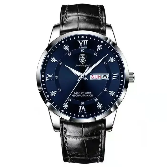 POEDAGAR marque de luxe hommes montres étanche lumineux en cuir Quartz homme montre-bracelet sport décontracté montre