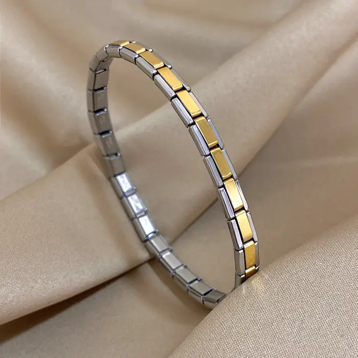 À la mode minimaliste nouveau Bracelet élastique en acier inoxydable liens italiens