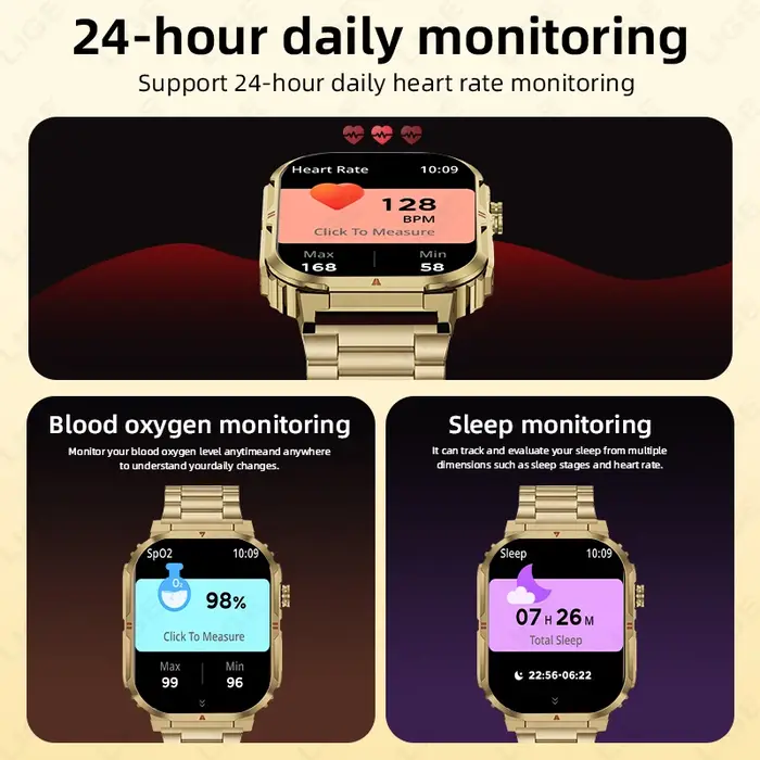 LIGE nouveau sport montre intelligente 2.01 "HD faire réponse appel Assistant vocal lampe de poche en plein air 370mAh batterie Smartwatch pour hommes femmes