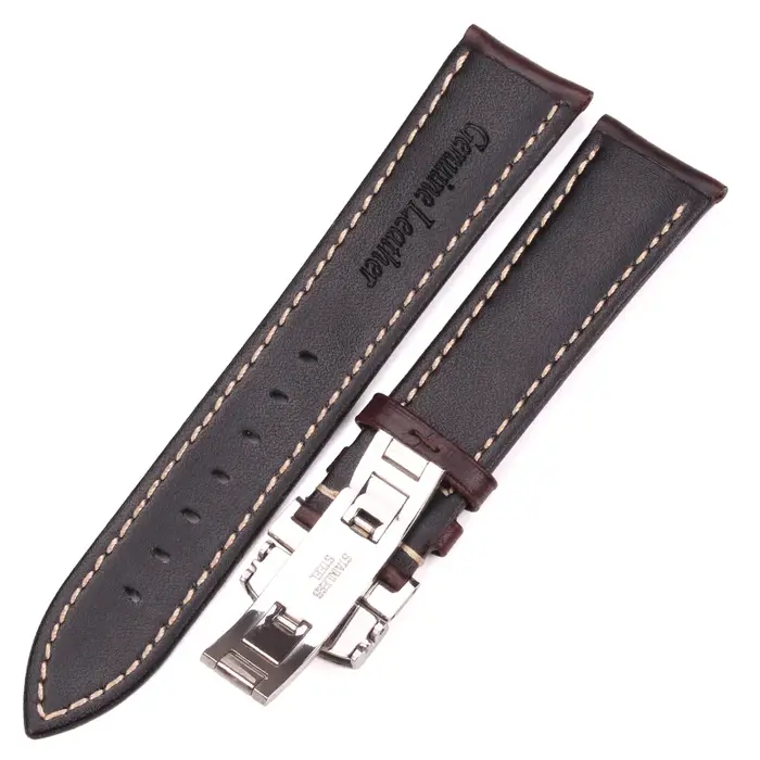 Bracelet de montre lisse Vintage marron foncé noir 18 19 20 21 22 24mm