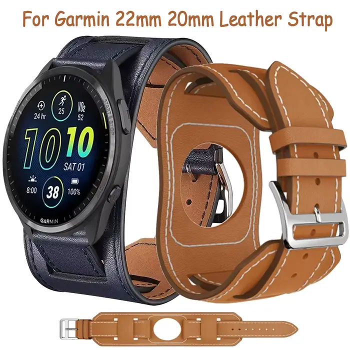 22/20mm Bracelet en cuir Premium Garmin Forerunner 265 165 55 965 970 570 Bracelet Correa Garmin Venu 3 Active 6 5 Move Trend Band