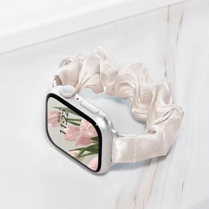 Bracelet chouchou élastique en soie glacée pour Apple Watch S10/11 42/46mm 7 8 9 45/41mm 6 5 4, brac