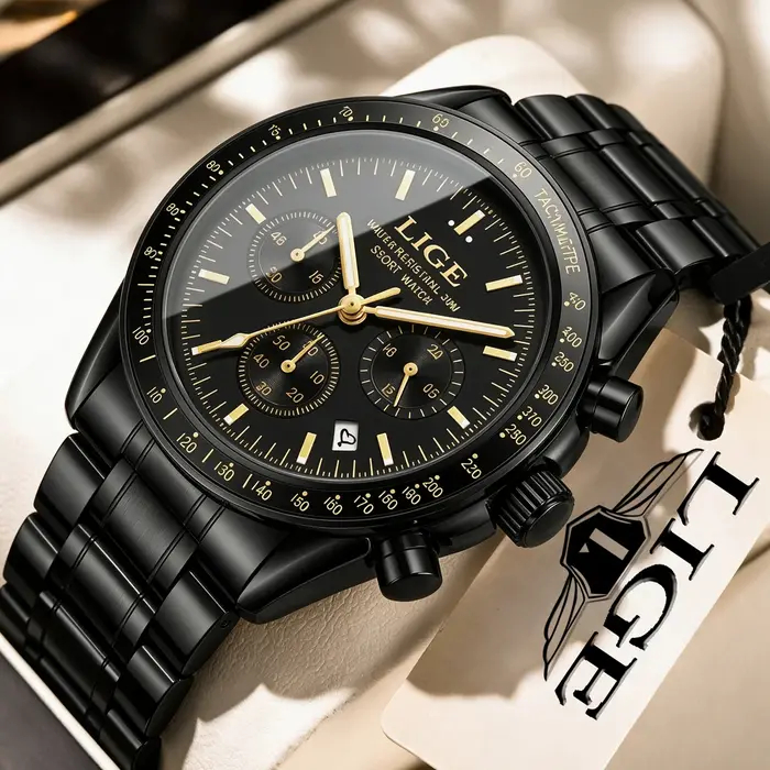 Montres LIGE pour Hommes 2026 NOUVEAU Montre-bracelet à quartz de luxe décontractée pour affaires, avec date et chronographe, montres de sport pour hommes, Reloj Hommes