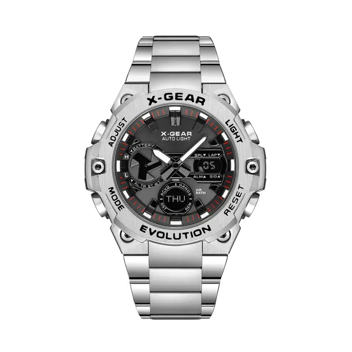 Montre multifonctionnelle pour homme en acier inoxydable avec rappel d'alarme