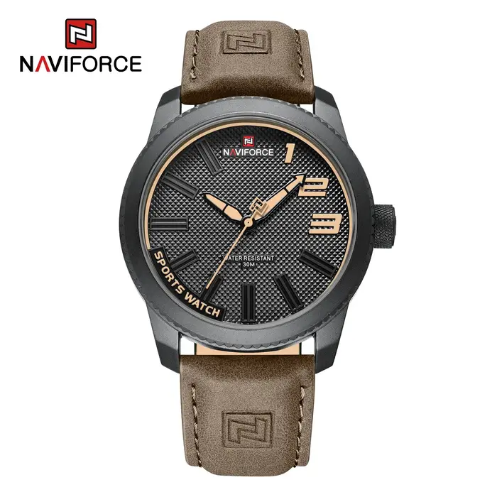 NAVIFORCE populaire homme montre-bracelet militaire sport antichoc étanche en cuir montre hommes mode horloge décontractée Relogio Masculino