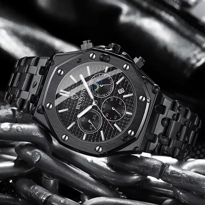 Montre à quartz de luxe étanche pour homme