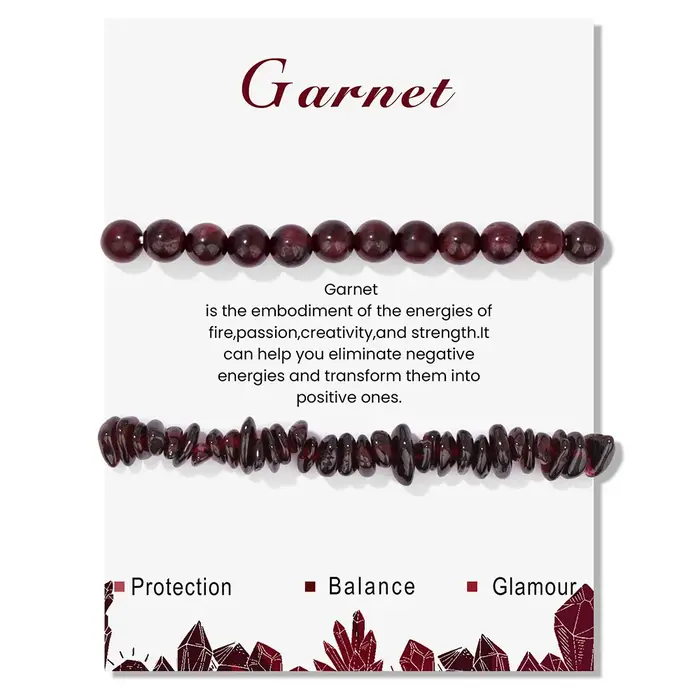 Bracelet perlé en pierre naturelle avec carte pour hommes et femmes