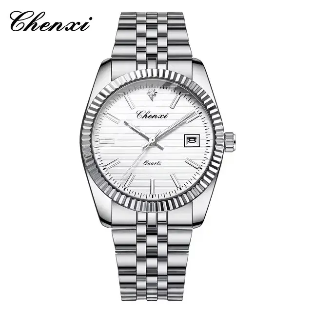 CHENXI 004D hommes montres à Quartz de luxe en acier inoxydable étanche lumineux Date montre-bracelet décontractée pour homme