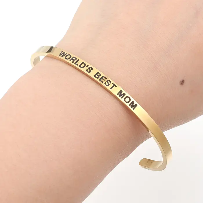 Bracelet à bouche ouverte en acier inoxydable, 1 brin, réglable, luxe, haut de gamme, style européen et américain, cadeau d'anniversaire
