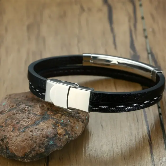 Bracelets en cuir véritable pour hommes et femmes