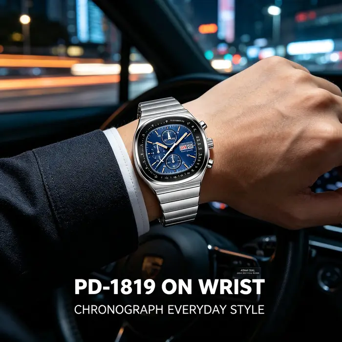 Montre chronographe carrée PAGANI DESIGN PD1819 pour homme, mouvement japonais Miyota OS000, verre saphir, étanche, montre sport.