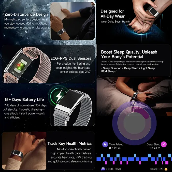 Bracelet Connecté Santé Femme 2026 Sans Écran