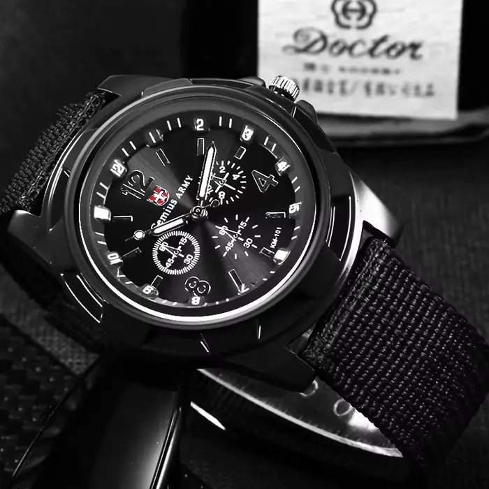 Montre de sport pour hommes Quartz Nylon Gemius armée montres porte militaire