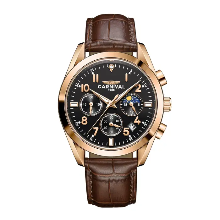 Carnaval marque homme mode or Rose montre de luxe saphir lumineux militaire Quartz montres étanche pour hommes Reloj Hombre