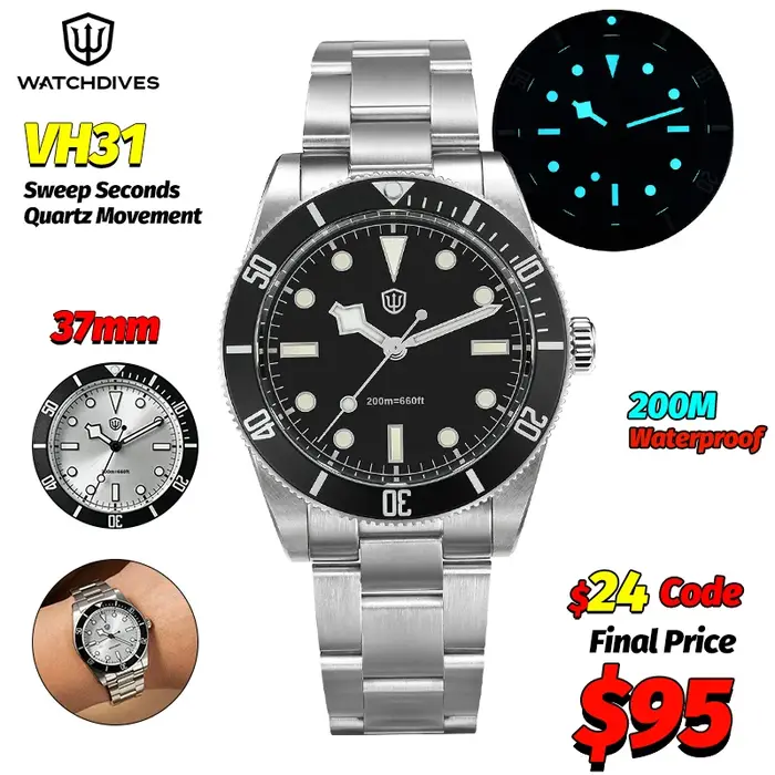 Watchdives WD7922 montre à Quartz VH31 mouvement 200m étanche hommes montres saphir cristal lumineux Vintage