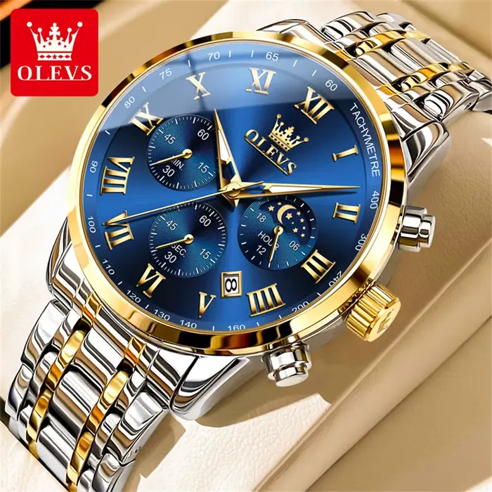 OLEVS 5529 Top marque de luxe montre pour hommes étanche lumineux en acier inoxydable Phase lunaire 
