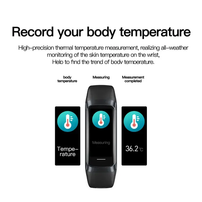Montre connectée AMOLED avec moniteur de température corporelle