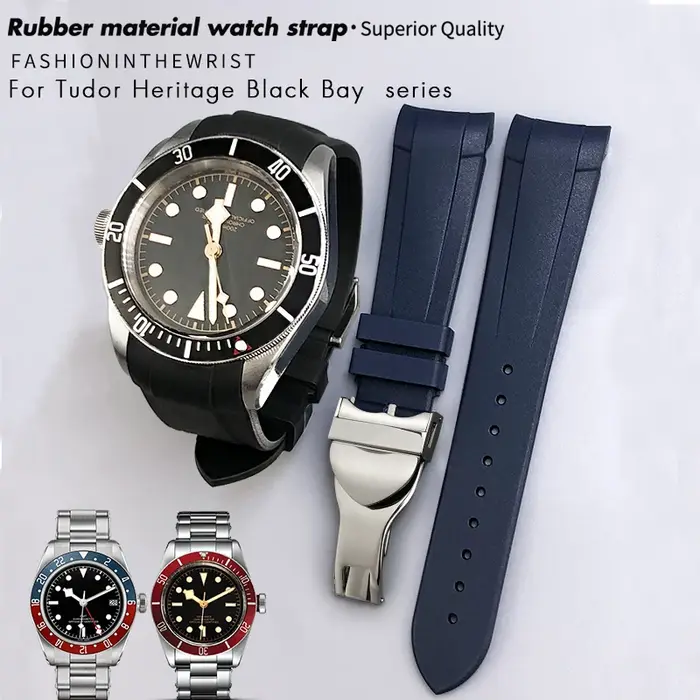Bracelet de montre en caoutchouc et silicone à extrémités courbes de 20 mm